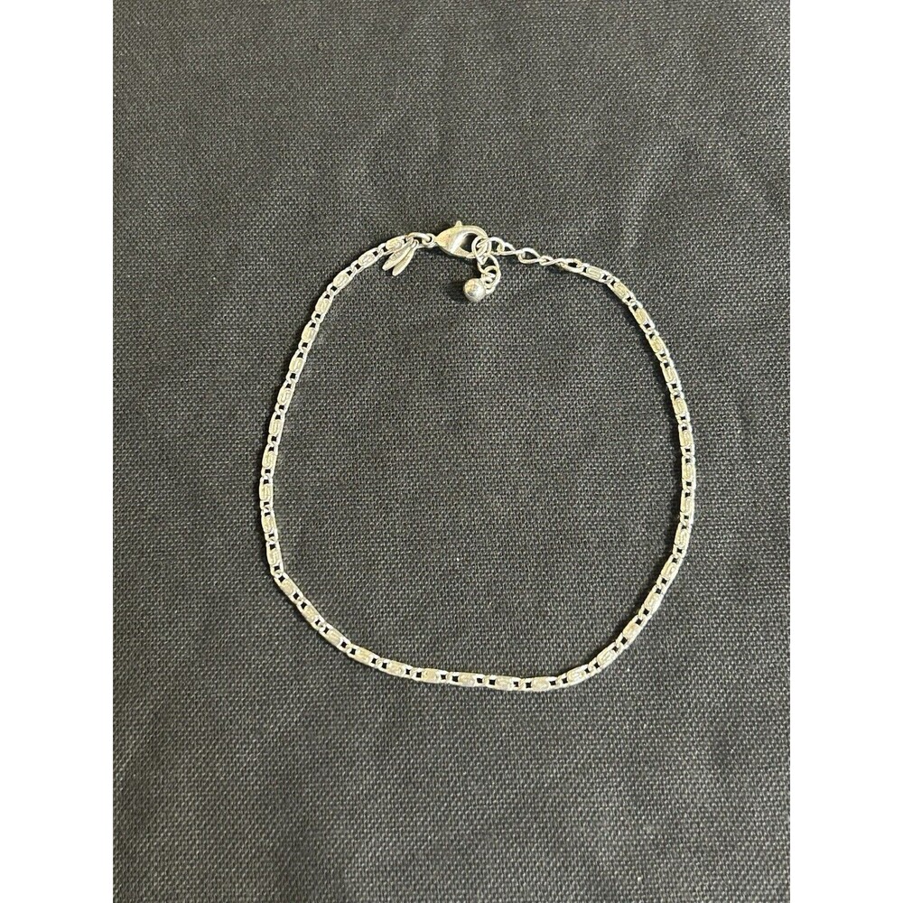 Avon Silver Tone Barrel Link 9" + 1" Extension Anklet Lobster Closure J257